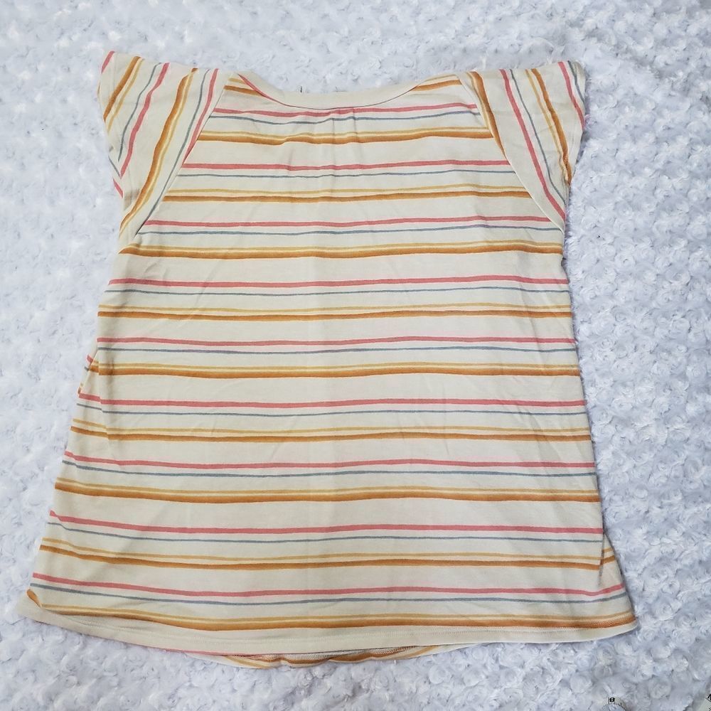 Andree size 1x pink blue orange striped short sleeve top